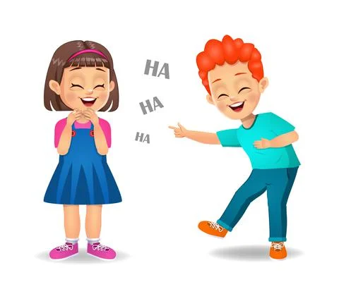 Cute kids laughing together vector Stock Illustration