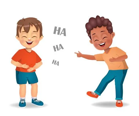 Cute kids laughing together vector Stock Illustration