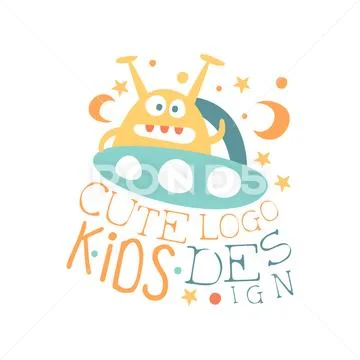 Cute kids logo design, baby shop label, fashion print for kids wear, baby shower Stock Illustration