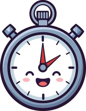 Cute kids stopwatch timer character line art Stock Illustration