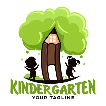 Cute kindergarten logo. Vector illustration. Stock Illustration