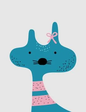 Cute kit isolated on grey Stock Illustration