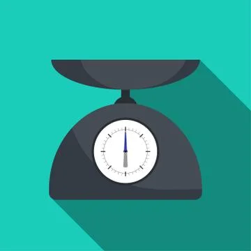 Cute kitchen scale in flat style with long shadow. Vector illustration. Stock Illustration