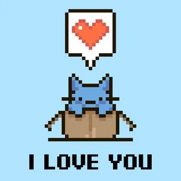 Cute kitten and speech-bubble with heart shape in it Stock Illustration