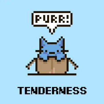 Cute kitten and speech-bubble with text purr in it Stock Illustration