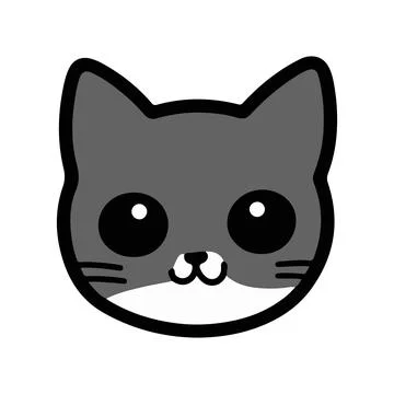 Cute kitten face. Cat head shape icon. Vector cartoon illustration Stock Illustration