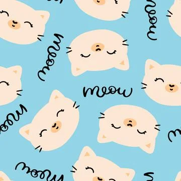 Cute kitten faces pattern Stock Illustration