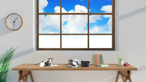 Cute kitten is lying on the working desk. Stock Footage 151431895