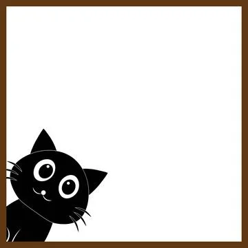 Cute Kitten Peeking Out Frame Border Graphic Stock Illustration