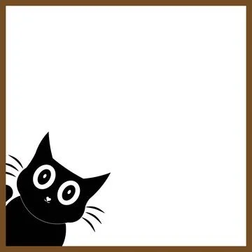 Cute Kitten Peeking Out Frame Border Graphic Stock Illustration
