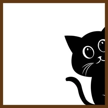 Cute Kitten Peeking Out Frame Border Graphic Stock Illustration