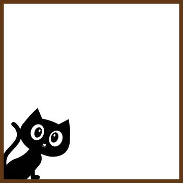 Cute Kitten Peeking Out Frame Border Graphic Stock Illustration