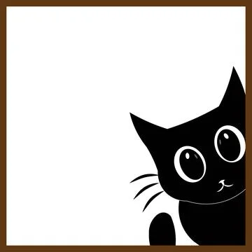 Cute Kitten Peeking Out Frame Border Graphic Stock Illustration