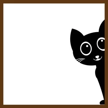 Cute Kitten Peeking Out Frame Border Graphic Stock Illustration