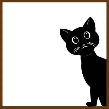 Cute Kitten Peeking Out Frame Border Graphic Stock Illustration