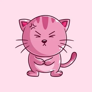 Cute kitten showing angry expression Stock Illustration