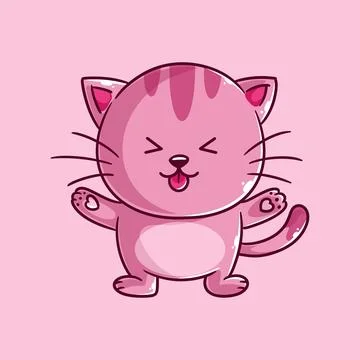 Cute kitten showing playful expression Stock Illustration