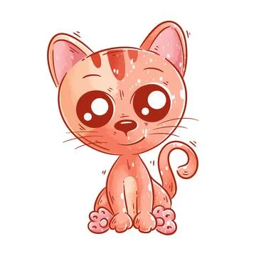 Cute kitten sitting cartoon vector Stock Illustration
