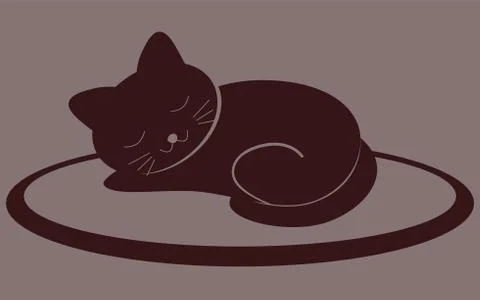 Cute kitten sleeping on the mat. Stock Illustration