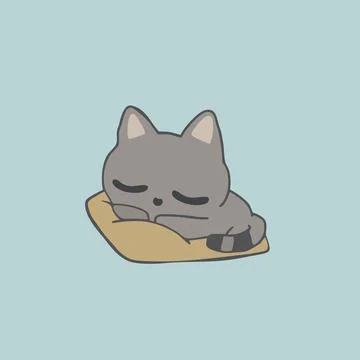 Cute kitten sleeping on a pillow Stock Illustration