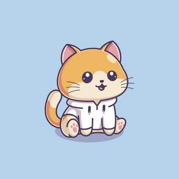 Cute kitten wearing a jacket Illustrazione stock