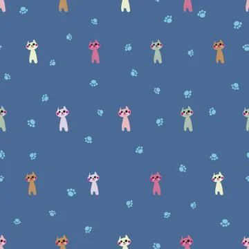 Cute kittens seamless vector simple pattern Stock-Illustration