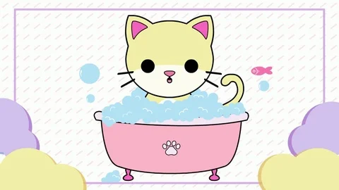 Cute Kitty Bath Time Stock Footage 119839381