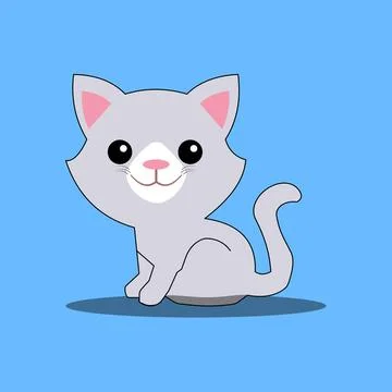 A cute kitty on blue background Illustrazione stock