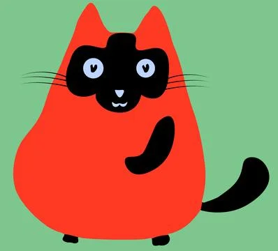 Cute kitty cat vector orange cat blue background cat breeds, toys cartoon Stock Illustration