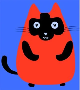Cute kitty cat vector orange cat blue background Stock Illustration