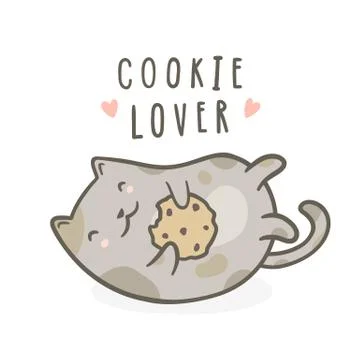 Cute kitty with cookie. Stock Illustration