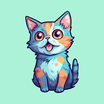 Cute kitty style on pastel background Stock Illustration