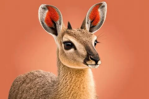Cute  Klipspringer, isolated on a background with red hearts Stock Illustration