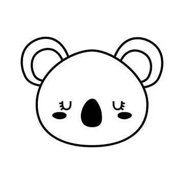 Cute koala bear face cartoon line style icon vector design Stock Illustration