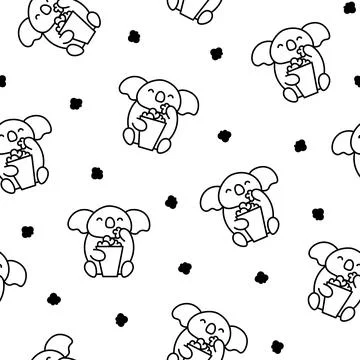 Cute koala bear. Seamless pattern. Coloring Page. Stockillustratie