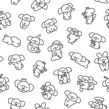 Cute koala bear. Seamless pattern. Coloring Page. Stockillustratie