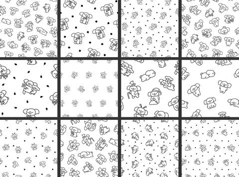 Cute koala bear. Seamless pattern. Coloring Page. Stockillustratie
