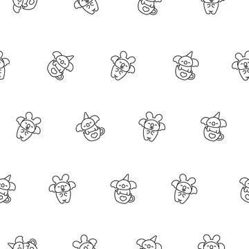 Cute koala bear. Seamless pattern. Coloring Page. Stockillustratie