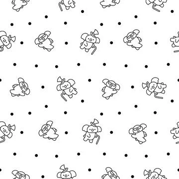 Cute koala bear. Seamless pattern. Coloring Page. Stock Illustration