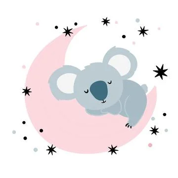 Cute Koala bear sleeping Stock Illustration