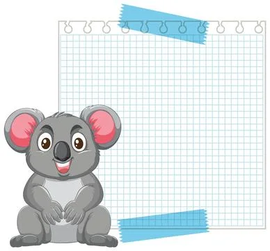 Cute Koala with Blank Notepad Stock Illustration