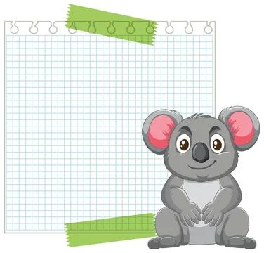 Cute Koala with Blank Notepad Stock Illustration