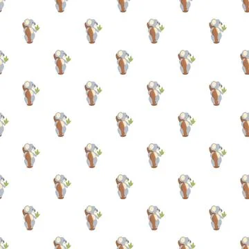 Cute koala cartoon pattern holding eucalyptus leaf Stock Illustration