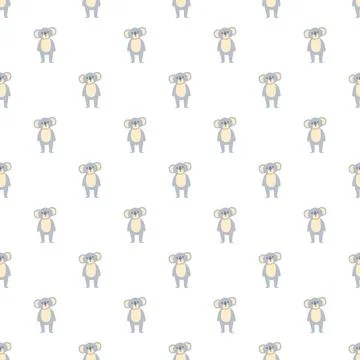 Cute koala character standing on white seamless pattern Stock Illustration