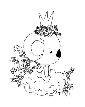 Cute koala with crown over cloud vector design Stockillustratie