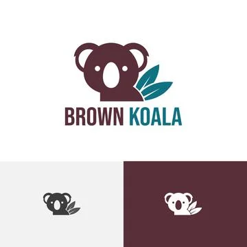 Cute Koala Eucalyptus Leaf Marsupial Animal Zoo Nature Logo Stock Illustration