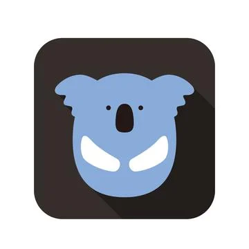 Cute koala face and body flat design, vector Stock Illustration