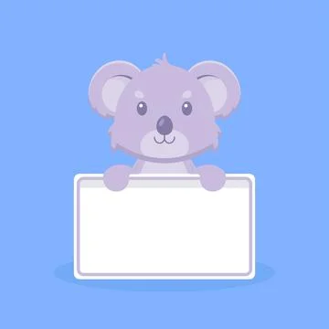 Cute Koala Holding Blank Text Board Stock Illustration