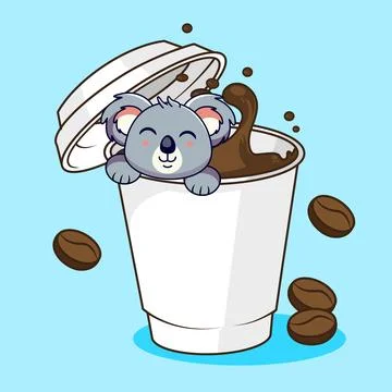 Cute Koala Inside a Coffee Cup Vector Stock Illustration