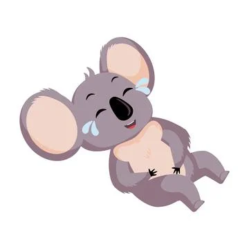 Cute Koala laughing isolated on white background. Cartoon character happy. Stock Illustration